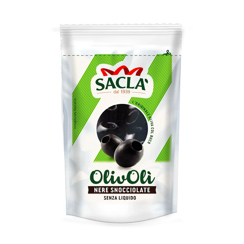 Oliwki czarne drylowane bez zalewy - Sacla 75g