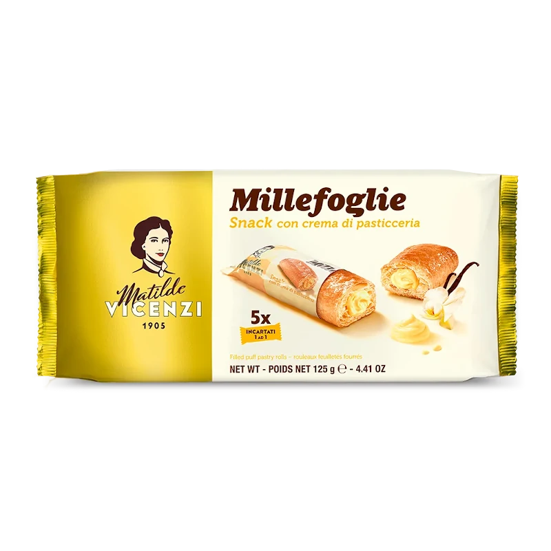 Ciasteczka Millefoglie z nadzieniem waniliowym Vicenzi 125g